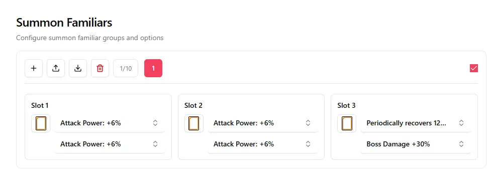 Summon Familiars Interface