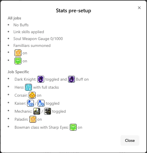 Stats Pre-setup Modal